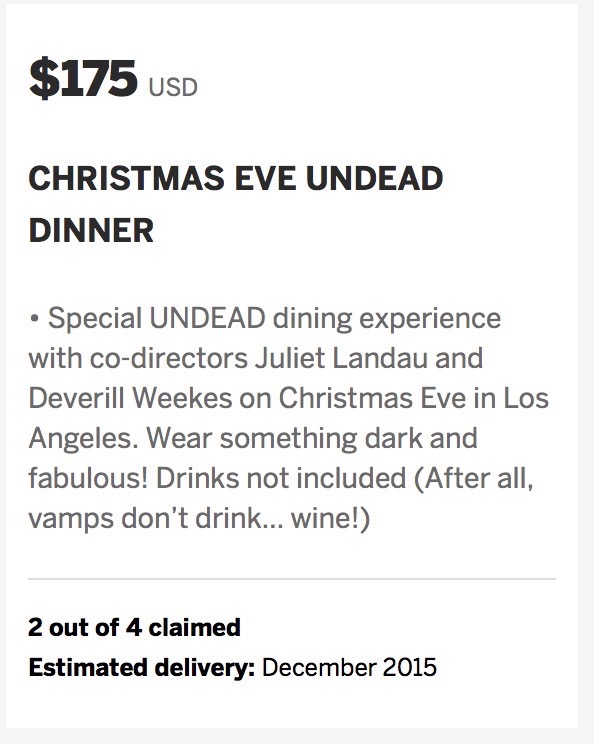Last Perk w/Juliet Landau + Reddit AMA re A Place Among The Undead Indiegogo Campaign