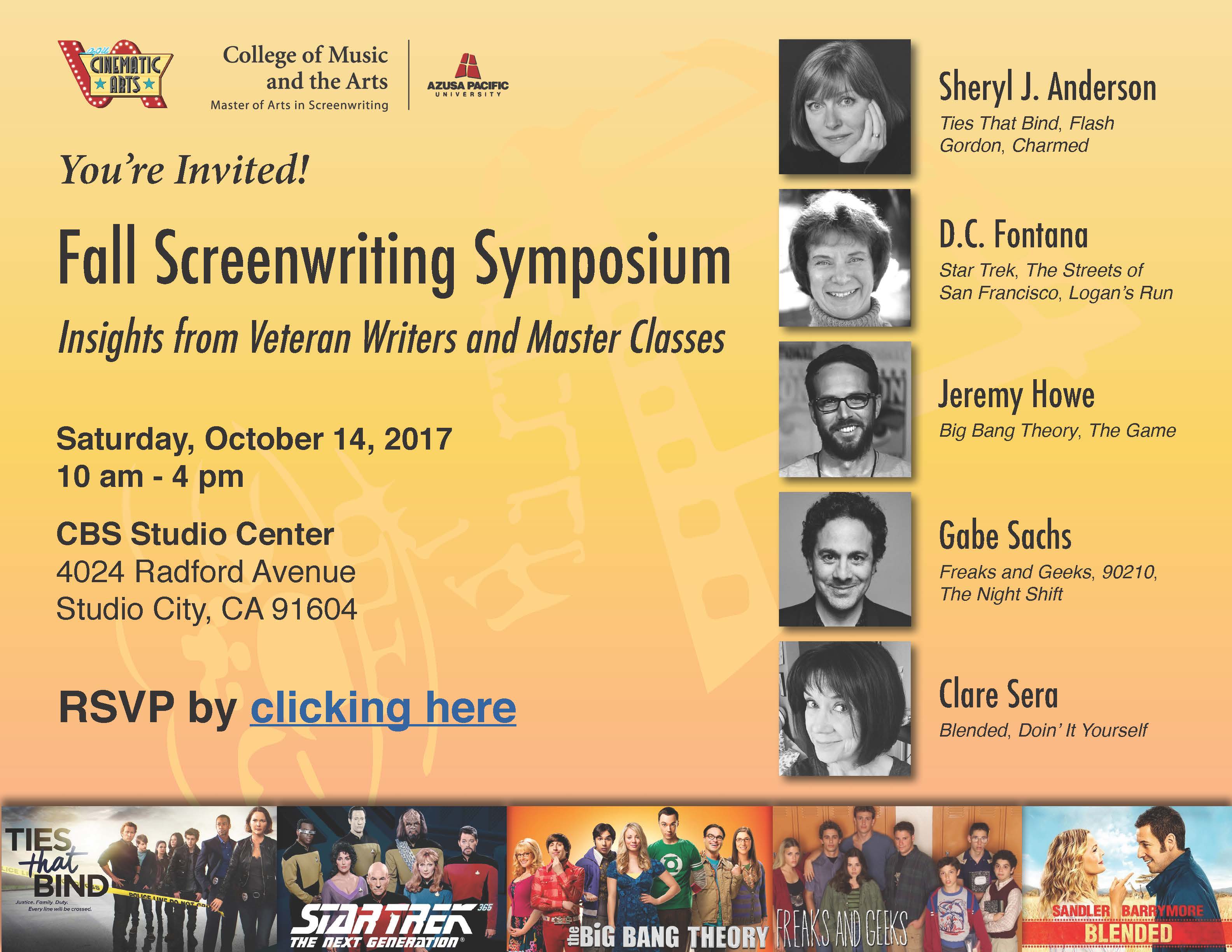 FREE -Screenwriting Symposium – Amazing Speakers